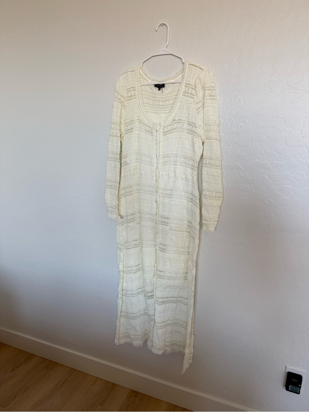 1. STATE Long Cream Knit Dress with Buttons